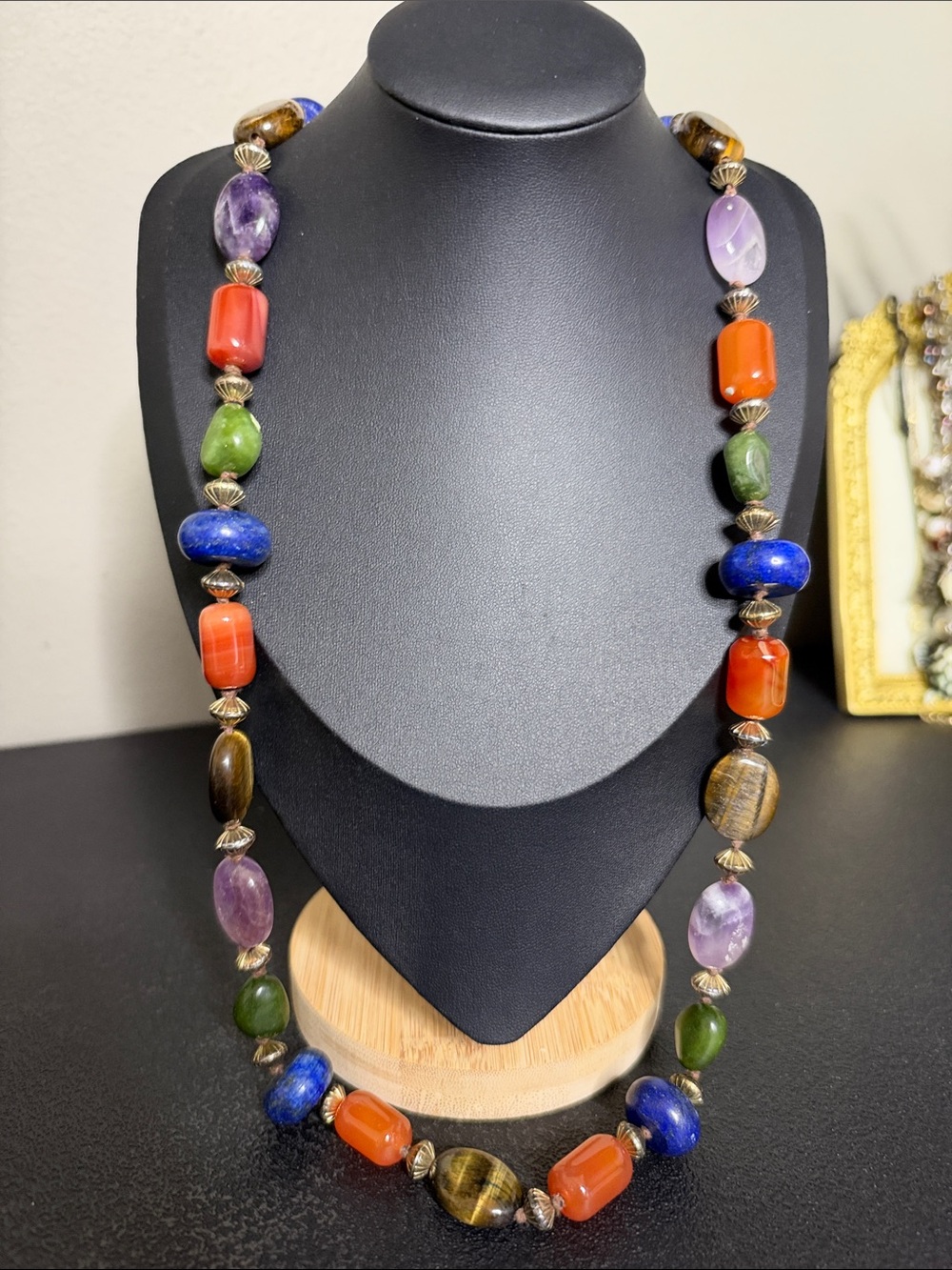 Southwestern Multicolor Semi-Precious Bead Chunky Necklace - Vibrant Gemstone